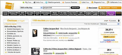 fnac.com propose un nouveau critère de tri sur le niveau rayon, par types de