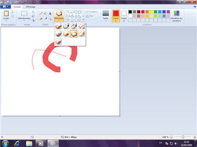 l'interface de paint a été entièrement conçue pour les interfaces tactiles