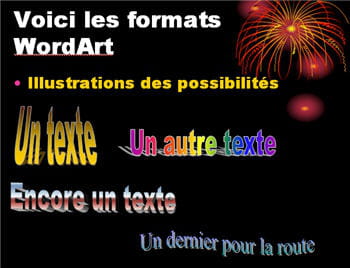 quelques exemples de texte en format wordart