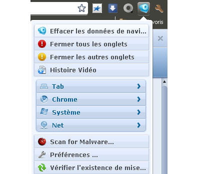 copie d'écran de l'extension click&clean