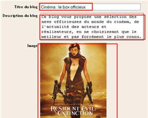 copie d'écran de l'interface pour régler titre et description de la page sous