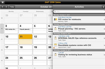 ecran de gestion du calendrier de sap crm sales