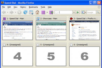 copie d'écran de l'extension firefox speed dial.