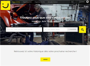 page d'accueil du site des pages jaunes