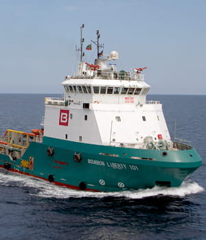 la flotte de bourbon comprend 242 navires spécialisés, dont le liberty 101, un