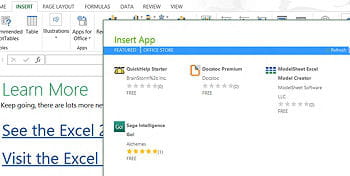 dans le menu 'insert', ici en haut à gauche dans excel 2013, il est possible