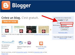 capture d'écran de la page d'accueil du service blogger de google
