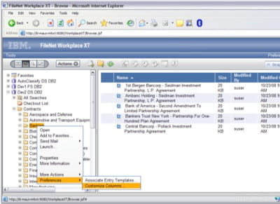 la solution filenet d'ibm propose une interface regroupant l'ensemble des