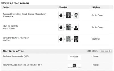 offres d'emplois sur viadeo (rubrique carrière)