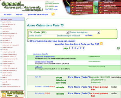 capture d'écran du site
