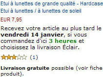 fiche produit d'amazon en page de présentation de la page 'lunettes de soleil'