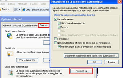 le menu pour accéder à l'option de saisie semi-automatique des champs.