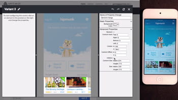 apptimize en action : un clic sur les deux vignettes en bas permet de les