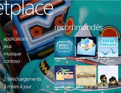 le marketplace est habillé aux couleurs de l'application du jour
