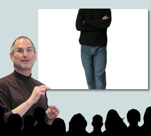 le pull noir et le jean bleu de steve jobs sont devenus des symboles.