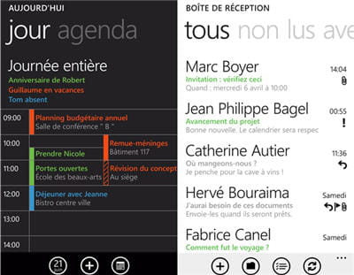 a gauche, une vue du calendrier, à droite, une capture du client mail.