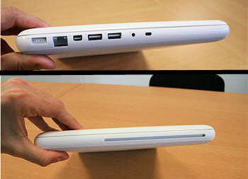 la connectique du macbook coté gauche et droit de l'appareil.