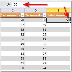 sauter l'étape 'formule' pour obtenir des résultats en valeur.