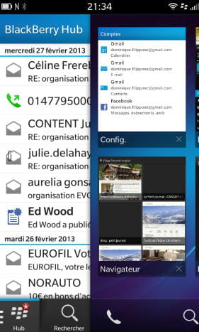 le blackberry hub permet de garder facilement un œil sur tous ses messages et