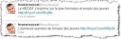 ses tweets sur l'emploi des jeunes.