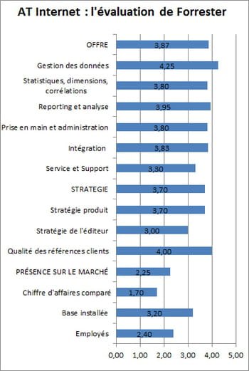 les notes attribuées par forrester à l'outil analyzer iii du français at
