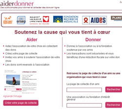 aiderdonner, service web pour les organisations faisant appel à la générosité du