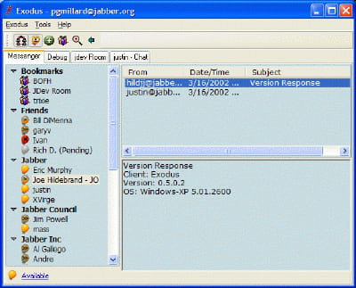 la gestion de contacts sous jabber