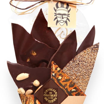les morceaux de chocolat de ce 'bouquet' de l'atelier du chocolat proviennent