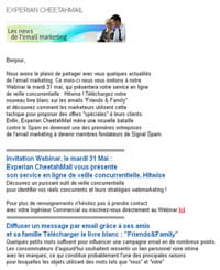 exemple de newsletter mobile d'experian marketing services - cheetahmail