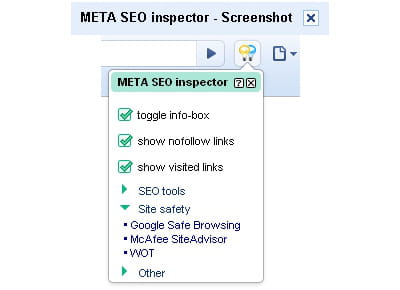 copie d'écran de meta seo inspector