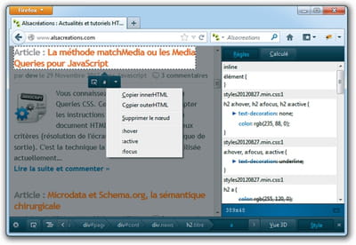 figure 3- 6 : l'inspecteur de code intégréà firefox