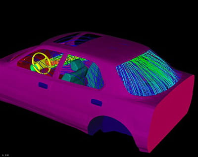 simulation de flux de climatisation d'une voiture