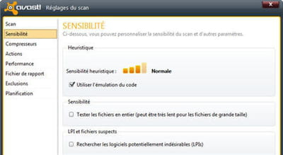 le paramétrage d'un scan personnalisé
