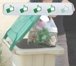 entre 2008 et 2009, la quantité de déchets par habitant a diminué de 15 kg.