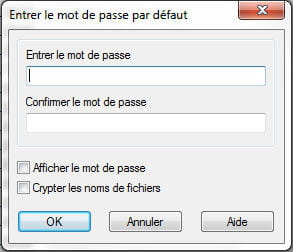 copie d'écran de l'option mot de passe sous winrar.