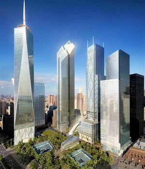 sur les cinq nouvelles tours prévues au world trade center, seules deux sont en