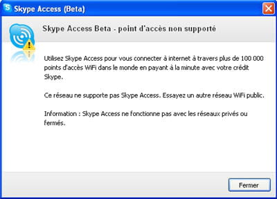 l'interface de l'option skype access.