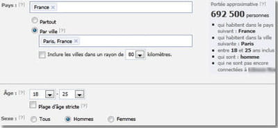 vous voyez en temps réel le nombre d'utilisateurs que vous ciblez.