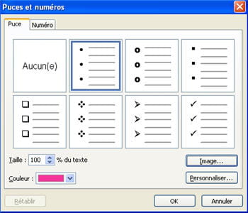 le menu puces et numéro sous powerpoint