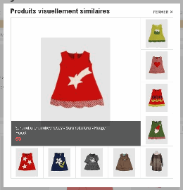 le moteur encadre le produit sélectionné d'articles similaires