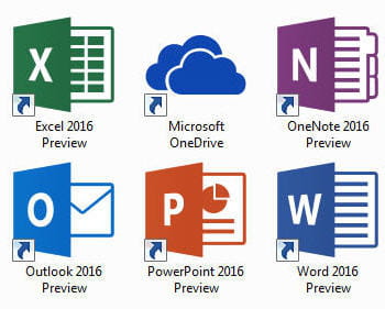 quelques-uns des outils, parmi les plus connus, qui composent la suite office