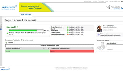 la solution activecenter de jobpartners inclut un écran destiné au salarié, qui