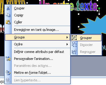 l'option grouper les contenus sous powerpoint