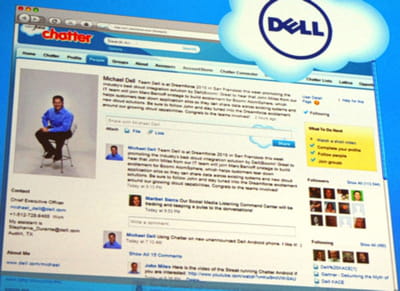 la page chatter de michael dell a été présentée à l'occasion de cloudforce paris