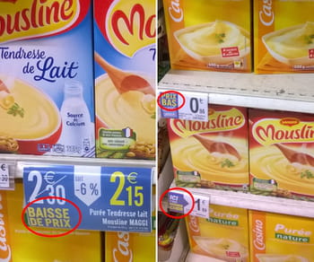 les étiquettes vantant des prix cassés fleurissent dans les rayons.