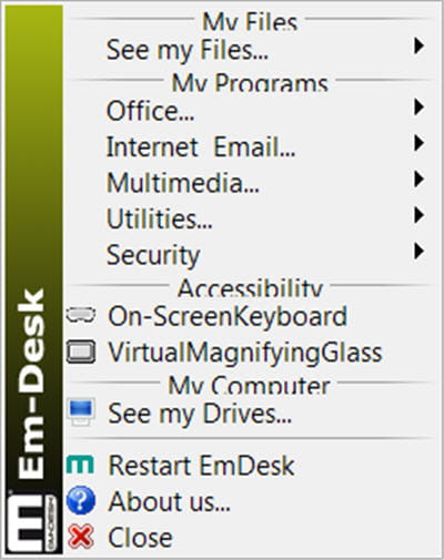 menu contextuel lors d'un clic droit