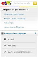 l'affichage d'ebay.fr sur mobile.