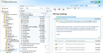 avec outlook web acces, exchange délivre des messages en passant par un mode