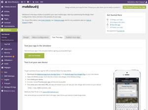 mobiloud intègre un simulateur d'affichage pour tester son application sur
