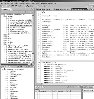 figure 28-12 : vue globale d'eclipse avec le module php